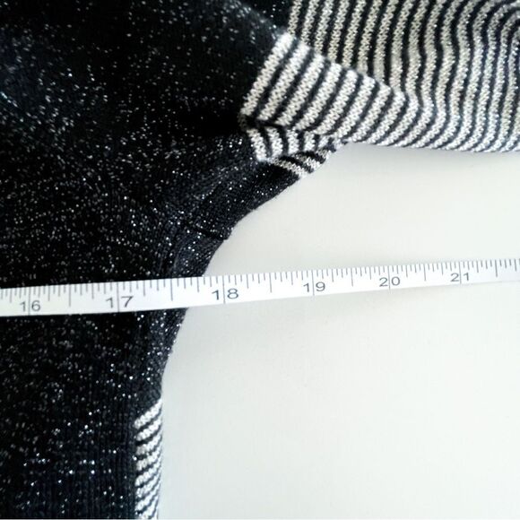Melanie Lynn Metallic Cardigan Open Striped Black Gold Women's S Tie Tassel - Picture 7 of 9